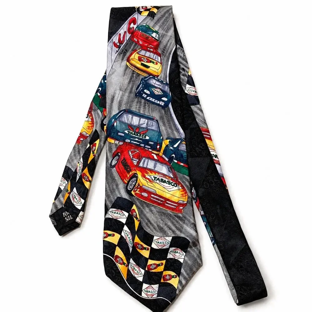 Vintage 90s TABASCO Racing NASCAR Necktie 100% Silk WEMCO Made USA NWT